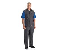 Red Kap Men's Ripstop Crew Shirt, Short Sleeve T, Charcoal/Royal Blue, Large