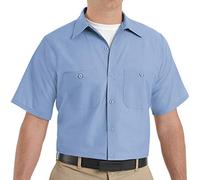 Red Kap Men's Short Sleeve Industrial Work Shirt Utility Button, Light Blue, X-Large