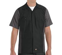 Red Kap Men's Standard Ripstop Crew Shirt, Short Sleeve, Black/Charcoal, X-Large, Black/Charcoal, XL