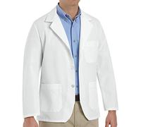 Red Kap Men's Three Button Lapel Counter Coat, White, US Large Tall