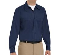 Red Kap Men's Wrinkle Resistant Cotton Work Shirt, Navy, XL