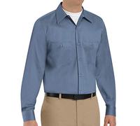 Red Kap Men's Wrinkle Resistant Cotton Work Shirt, Postman Blue, XL