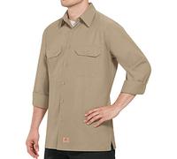 Red Kap Unisex's Men's Long Sleeve Solid Ripstop Shirt, Khaki, Large