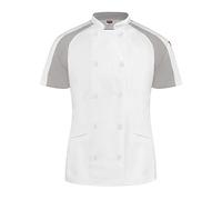 Red Kap Women's Airflow Raglan Chef Coat with Oilblok Jacket, White with White/Gray Mesh, Large