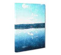 Red Kayak On A Lake In Sweden Canvas Print | Gallery Wrapped 30mm Frame Wall Art | 30x20 inches | Ready to Hang | Modern Landscape Picture | Living Room Bedroom Lounge Office