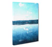 Red Kayak on a Lake in Sweden Canvas Print | Gallery Wrapped 30mm Frame Wall Art | 30x20 inches | Ready to Hang | Abstract Landscape Picture | Living Room Bedroom Lounge Office