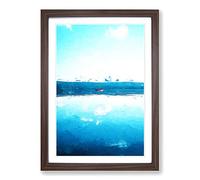 Red Kayak on a Lake in Sweden in Abstract Framed Print | A2 Walnut Framed Wall Art | Ready to Hang | Abstract Landscape Picture | Living Room Bedroom Lounge Office