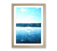 Red Kayak On A Lake In Sweden Painting Modern Framed Print | A2 Oak Framed Wall Art | Ready to Hang | Modern Landscape Picture | Living Room Bedroom Lounge Office