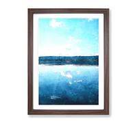 Red Kayak On A Lake In Sweden Painting Modern Framed Print | A2 Walnut Framed Wall Art | Ready to Hang | Modern Landscape Picture | Living Room Bedroom Lounge Office