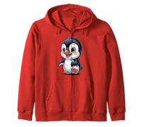 Red Kids Baby Penguin Nose Funny Cute Day Zip Hoodie
