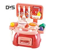 (red) Kids Kitchen Play Set with 30Pcs Pretend Toys Role-playing Kitchen Set Develop Hands-On Skills Cooking Simulation Toys for Kids