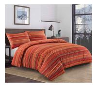 (Red, King) 4 Pcs Leon Stripes Complete Duvet Cover Set With Valance Sheet & Pillowcase