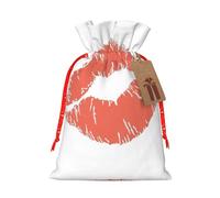 Red Kiss Printing Practical Christmas Bag With Drawstring,4.7x6.9 Inch For Christmas Halloween