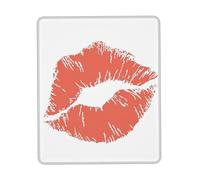 Red Kiss Square Mouse Pad, Cloth With Rubberized Base, Standard Gaming Mousepad, Non-Slip Rubber Base