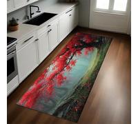 Red Kitchen Mat Autumn forest wildflowers Non-Slip Washable Standing Mat 40 x 120 cm Carpet Runner for Kitchen Laundry Home Office