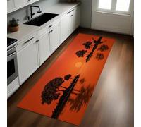 Red Kitchen Rug Ocean Sunrise Island Non-Slip Washable Runner 60 x 180 cm Kitchen Floor Mat for Kitchen, Laundry, Hallway, Dining Room, Entryway, Door Mat