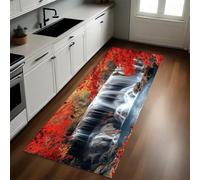 Red Kitchen Runner Rug Autumn scenery of the waterfall 40 x 120 cm Non-Slip Machine Washable Printed Low Pile Soft Carpet for Hall Entryway Laundry Lounge Office Bedroom