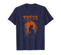 Red Kitsune Japanese Aesthetic Red Rising Sun Torii Gate T-Shirt, Men, Navy Blue, 6X-Large
