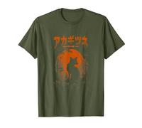 Red Kitsune Japanese Aesthetic Red Rising Sun Torii Gate T-Shirt, Men, Olive Green, X-Large