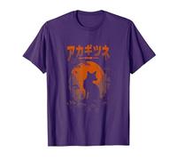 Red Kitsune Japanese Aesthetic Red Rising Sun Torii Gate T-Shirt, Men, Purple, Medium