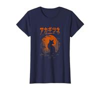 Red Kitsune Japanese Aesthetic Red Rising Sun Torii Gate T-Shirt, Women, Navy Blue, X-Large