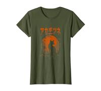 Red Kitsune Japanese Aesthetic Red Rising Sun Torii Gate T-Shirt, Women, Olive Green, Large
