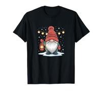 Red Knit Beanie and String Lights Graphic Art T-Shirt