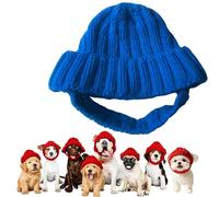 Red Knit Dog Beanie with Ear Flaps,Autumn/Winter Warm Windproof Knitted Pet Hats for Large Medium Small Dogs,Dog Santa Hat for Dogs & Cats,for Cold Weather Outdoor Walks & Photos (blue)