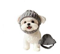 Red Knit Dog Beanie with Ear Flaps, Cat Christmas Hat, Warm Winter Pet Hat for Small Dogs and Cats, Soft Knitted Hat Pet Cap for Cold Weather, Christmas Pet Accessories with Cozy Ear Coverage (Grey)