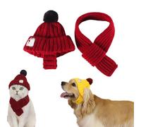 Red Knit Dog Beanie with Ear Flaps, Dog Beanie Hat, There Will Be No Feeling of Constraint, for Cold Weather Outdoor Walks and Photos (Red*S)