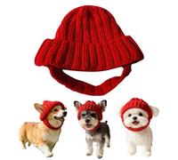 Red Knit Dog Beanie with Ear Flaps, Dog Warm Winter Hat, Stretchy Knit Soft Ear Flaps Beanie, Cozy Pet Knits Hats, Breathable Windproof Winter Accessories for Small & Medium Dogs Cats