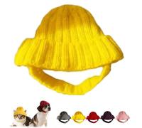 Red Knit Dog Beanie with Ear Flaps, Stretchy Knit Soft Ear Flaps Beanie, Warm Winter Hat, Winter Soft Cozy Pet Warm Knits Hat for Small & Medium Dogs & Cats (Yellow)
