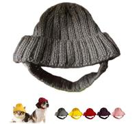 Red Knit Dog Beanie with Ear Flaps, Stretchy Knit Soft Ear Flaps Beanie, Warm Winter Hat, Winter Soft Cozy Pet Warm Knits Hat for Small & Medium Dogs & Cats (Gray)