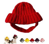 Red Knit Dog Beanie with Ear Flaps, Stretchy Knit Soft Ear Flaps Beanie, Warm Winter Hat, Winter Soft Cozy Pet Warm Knits Hat for Small & Medium Dogs & Cats (Red)