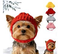 Red Knit Dog Beanie with Ear Flaps - Warm Winter Hat, Cozy Pet Knits Hats Soft and Stretchy, Dog Beanie Hats with Ear Holes, For Cold Weather Windproof for Small Dogs (Red, M(16.54~22.83))