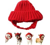 Red Knit Dog Beanie with Ear Flaps - Warm Winter Hat, Cozy Pet Knits Hats Soft and Stretchy, Warm Winter Pet Hats, for Cold Weather Outdoor Walks(Red,Medium)