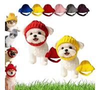 Red Knit Dog Beanie with Ear Flaps - Warm Winter Hat, Cozy Winter Hat for Small Pet, Cute Soft Stretchy Pet Accessories, for Small & Medium Dogs & Cats (2Pcs-E)