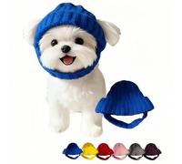 Red Knit Dog Beanie with Ear Flaps - Warm Winter Hat, Knitted Pet Snood with Ear Holes, Cute Puppy Ear Warmer Neck Scarf, Cold Weather Dog Hat for Daily Wear & Party Gift (#1)