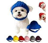 Red Knit Dog Beanie with Ear Flaps - Warm Winter Hat, Red Knitted Pet Hat, Stretchy Knit Soft Ear Flaps Dog Beanie, Santa Hats for Dogs Cat (Blue)
