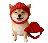 Red Knit Dog Beanie with Ear Flaps - Warm Winter Hat, Soft Knitted Hat Pet Cap Cozy Pet Knits Hats Soft and Stretchy Cold Weather Outdoor Walks & Photos Puppy Neck Scarf Decoration (1pcs)