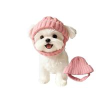 Red Knit Dog Beanie with Ear Flaps - Warm Winter Hat, Soft Stretchy Puppy Knit Cap, Cozy Stretchy Pet Knits Hat and Flexible Fit, For Red Dog Hats with Ear Flaps (pink)