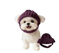 Red Knit Dog Beanie with Ear Flaps - Warm Winter Hat, Soft Stretchy Puppy Knit Cap, Cozy Stretchy Pet Knits Hat and Flexible Fit, For Red Dog Hats with Ear Flaps (purple)