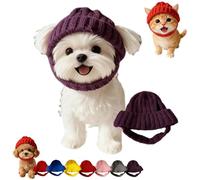 Red Knit Dog Beanie With Ear Flaps - Warm Winter Hat, Soft Stretchy Puppy Knit Cap for Small Dogs Cat, Xmas Pet Accessories with Cozy Ear Coverage (Purple,Talla única)