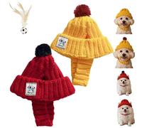 Red Knit Dog Beanie With Ear Flaps - Warm Winter Hat,Soft Warm Pet Cap,Anti-Drop Design,Cute Winter For Dogs & Cats,For Daily Walks & Photo Prop(2pcs,M)