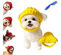 Red Knit Dog Beanie with Ear Flaps - Warm Winter Hat with Ear Holes, Soft Knitted Hat Cap for Dogs - Turn Your Pup into the Season’s Cute Star (Yellow)
