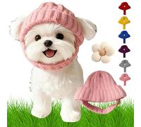 Red Knit Dog Beanie with Ear Flaps,Warm Winter Knit Hats for Small Dogs and Cats, Soft Stretchy Puppy Knit Cap for Cold Weather, Christmas Pet Hat Costume with Cozy Ear Coverage (D)