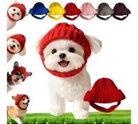 Red Knit Dog Beanie With Ear Flaps, Warm Winter Pet Hat, Soft Stretchy Knitted Dog Beanie For Small Medium Dogs & Cats, Cozy Ear Cover Cap For Cold Weather Outdoor Walks & Christmas (Red)