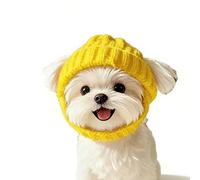 Red Knit Dog Beanie with Ear Flaps, Winter Warm Pet Hat, Soft Knitted Dog Hat, Pet Warm Winter Hat Cold Weather Outdoor Walks & Photos for Small & Medium Dogs & Cats (Yellow)