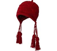 Red Knit Hat with Tassel Melt The Ice Red Hat Tassel Warmm, Winter Beanie Hat, Knitted Earflap Design with Tassels, Women Earflap Hat Ladies Winter Hats Thermal Woolly Hats for Women Girls (Red)