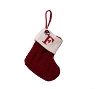 Red Knitted Christmas Stocking Snowflake Alphabet Tree Decor